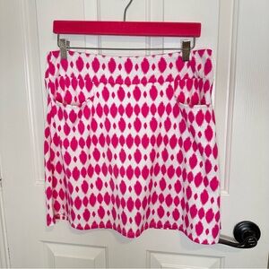 Jude Connally White Pink Tribal Print Chore Pocket Athletic Skort Skirt Sz L